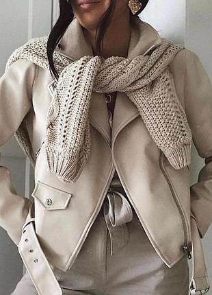Класна бежева куртка косуха з екошкіри zara 
⚡⚡⚡⚡⚡⚡⚡⚡⚡⚡⚡⚡⚡