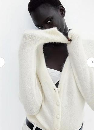 Молочний жіночий кардиган h&m wool/alpaka blend розмір s