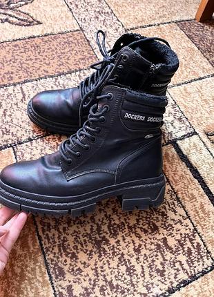 Черевики жіночі dockers чорні, 24-24,5 см, шкіра
