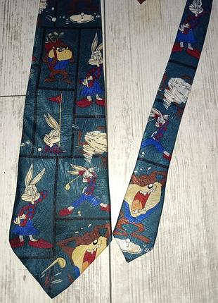Вінтажна краватка looney tunes багз банні таз гольф warner bros 1996 uk