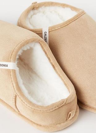 Капці жіночі calzedonia бежеві, розмір 36-38, замша, хутро