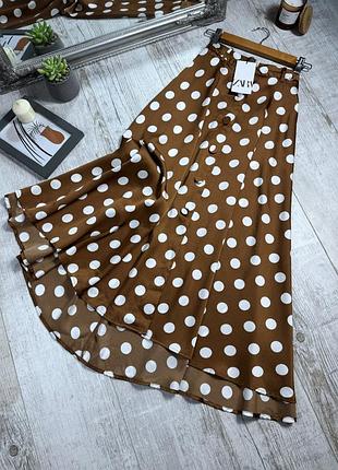 Сатинова спідниця в горох від zara