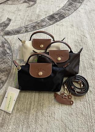 Сумка longchamp mini le pilage , сумка через плече лонгчемп міні, longchamp bag black, brown, white