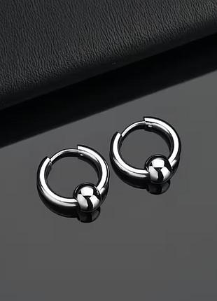 Стальні сережки колечком stainless steel, медична сталь. діаметр 1,5 см.