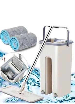 Швабра-лентяйка с отжимом 360° и двойным ведром для уборки scratch cleaning mop