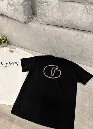 Футболка чоловіча lanvin чорна, біла бавовна s, m, l