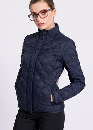 Куртка жіноча lacoste стьобана демісезонна темно-синя (розмір xs / 34)
