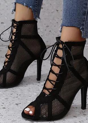 Жіночі туфлі для heels чорні з сіткою
