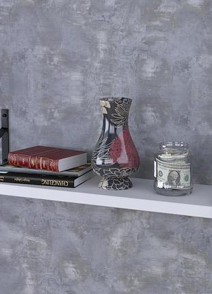 Полка настенная loft design pl-3-36 белая, 92-112 см, полка из дсп и металлическими полкодержателями