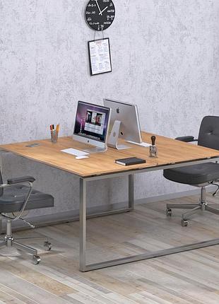 Двойной письменный стол loft design q-140 дуб крафт золотой