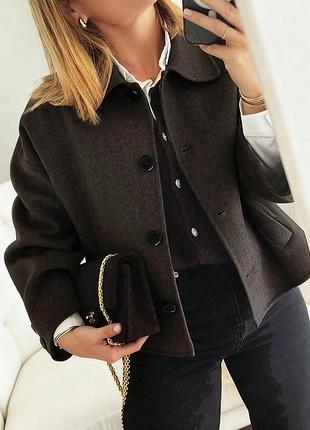 Классная шоколадная шерстяная куртка пиджак из пальтовой ткани zara 
⚡⚡⚡⚡⚡⚡⚡⚡⚡⚡⚡⚡⚡