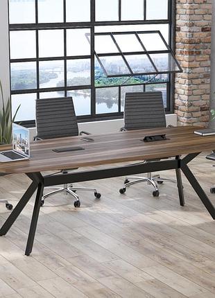 Стол для переговоров академия loft design орех модена с розетками