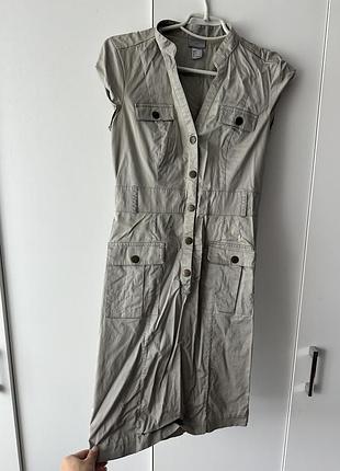 Коротка жіноча сукня h&m сорочкового крою, хакі