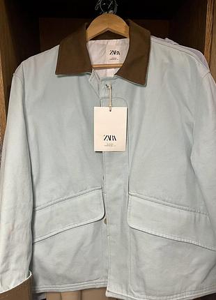 Куртка zara блакитна, розмір l 2
