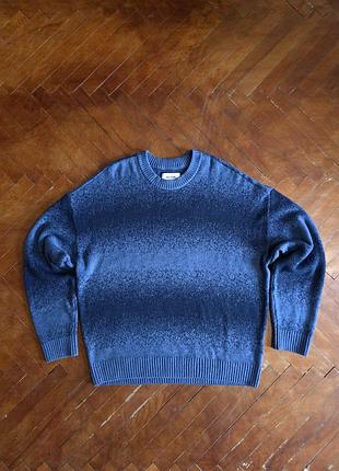 Hollister свитер мужской l, 60% хлопок, синий градиент, boxy fit
