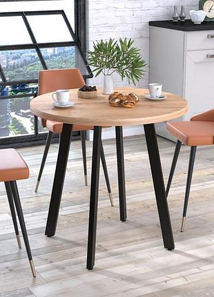 Круглий обідній стіл лерой loft design дуб крафт золотий