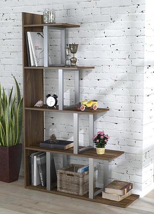 Стелаж-перегородка l-160 сріблястий loft design горіх модена