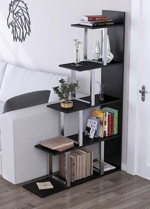Стелаж-перегородка loft design l-160 чорний st7 (egger) з лдсп та хромованим каркасом