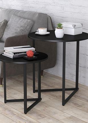 Журнальный столик loft design дельта дуо черный, комплект из 2 шт., лдсп/металл st7