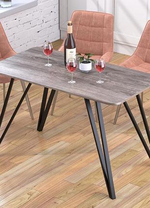 Обідній стіл loft design лима 120x65 см дуб палена, заокруглені кути, стіл для кухні з металевими ніжками