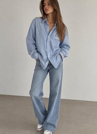 Сорочка жіноча h&m у смужку блакитна, розмір s