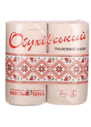 Туалетний папір 4шт 2шар на гільзі сірий (обухівський) тм обухов