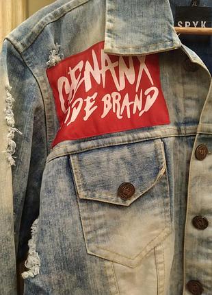 Spyk (xl). стильная джинсовая куртка distressed (испания) 3