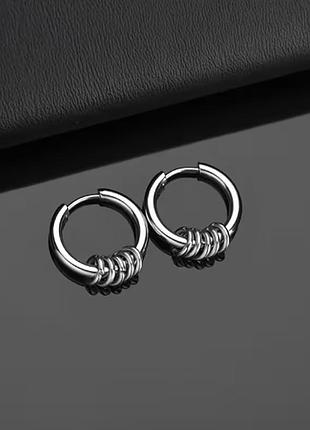 Стальні сережки колечком stainless steel, медична сталь. діаметр 1,5 см.