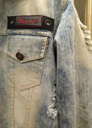 Spyk (xl). стильная джинсовая куртка distressed (испания) 4