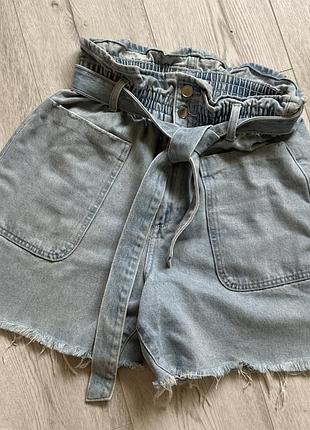 Шорти жіночі zara джинсові блакитні з високою посадкою розмір m-l
