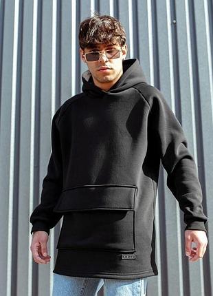 Чоловіче тепле худі south basic fleece black oversize