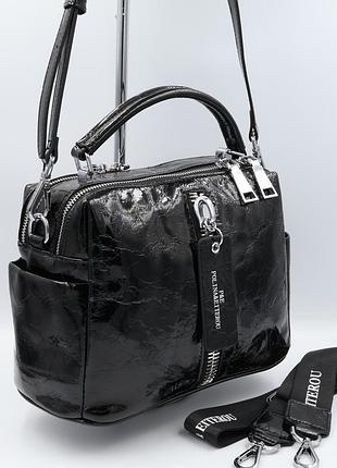 Сумка женская кожаная polina&eiterou y9258-1 black