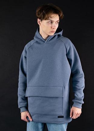 Худі чоловіче тепле  south basic fleece gray oversize