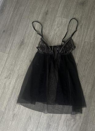 Черный кружевной пеньюар  victoria's secret
