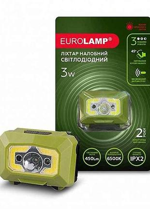 Фонарь налобный 6500k 3хааа 3w cob red light тм eurolamp