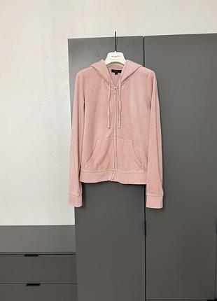 Кофта на молнии велюр розовая кингуренок худи с капюшоном juicy couture