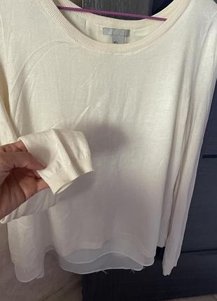 Светр жіночий h&m з шифоновою спинкою, молочний