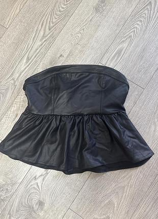 Жіночий топ з екошкіри чорний h&m
