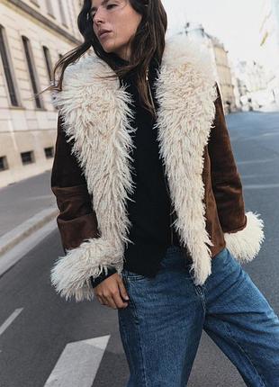 Куртка жіноча коричнева з хутром zara new