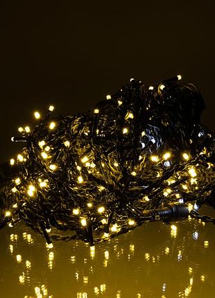 Новорічна гірлянда вулична бахрома 36 м 600 led чорний провід жовтий 36мby