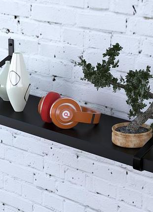 Настенная полка loft design pl-3-36 (92-112 см) черная, толщина 36 мм, металл