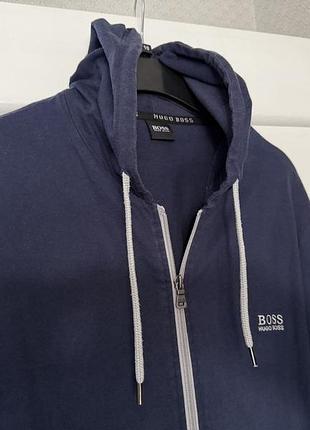 Спортивна кофта hugo boss чоловіча  темно-синя бавовняна розмір m