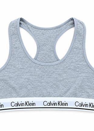 Топ женский спортивный без чашки серый calvin klein хлопковый