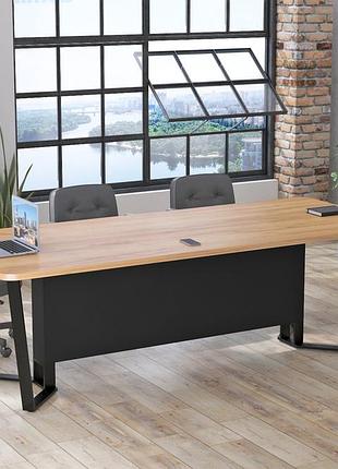 Стол для переговоров v-240 loft design дуб крафт золотой без розеток