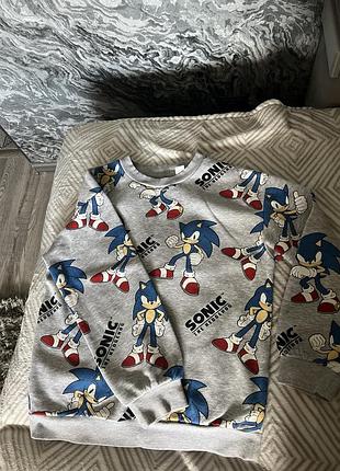 Світшот для хлопчика sonic сірий з принтом