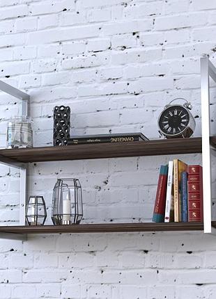 Полиця настінна loft design pl-2-18 орех модена 92 см з металевим профілем