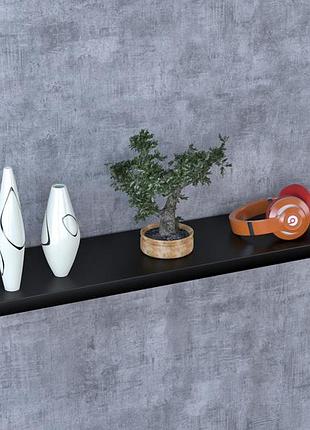 Полка настенная loft design pl-3-36 черная 112 см, полка из дсп и металлическими полкодержателями, для книг, декора, хранения