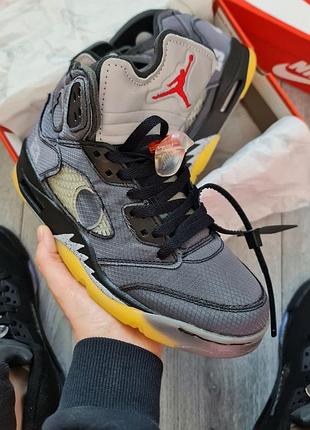 Кросівки чоловічі nike air jordan 5 retro x off-white gray