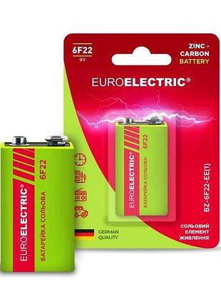 Батарейка солевая 6f22 1шт 9v (блистер) тм euroelectric
