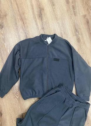 Жіночий спортивний костюм флісовий на змійці, розмір 50-52 (l-xl), графітовий